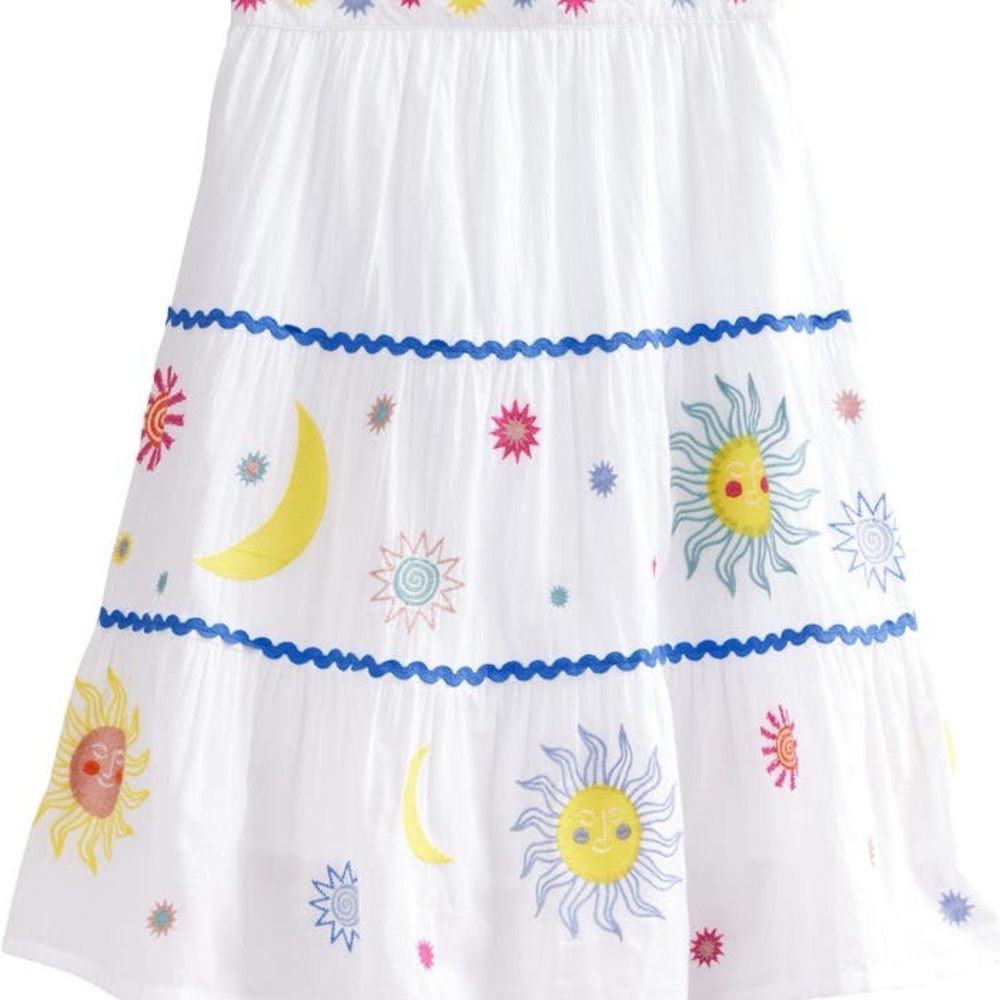 Mini‎ Boden Kids' Celestial Appliqué Tiered Cotton Skirt
